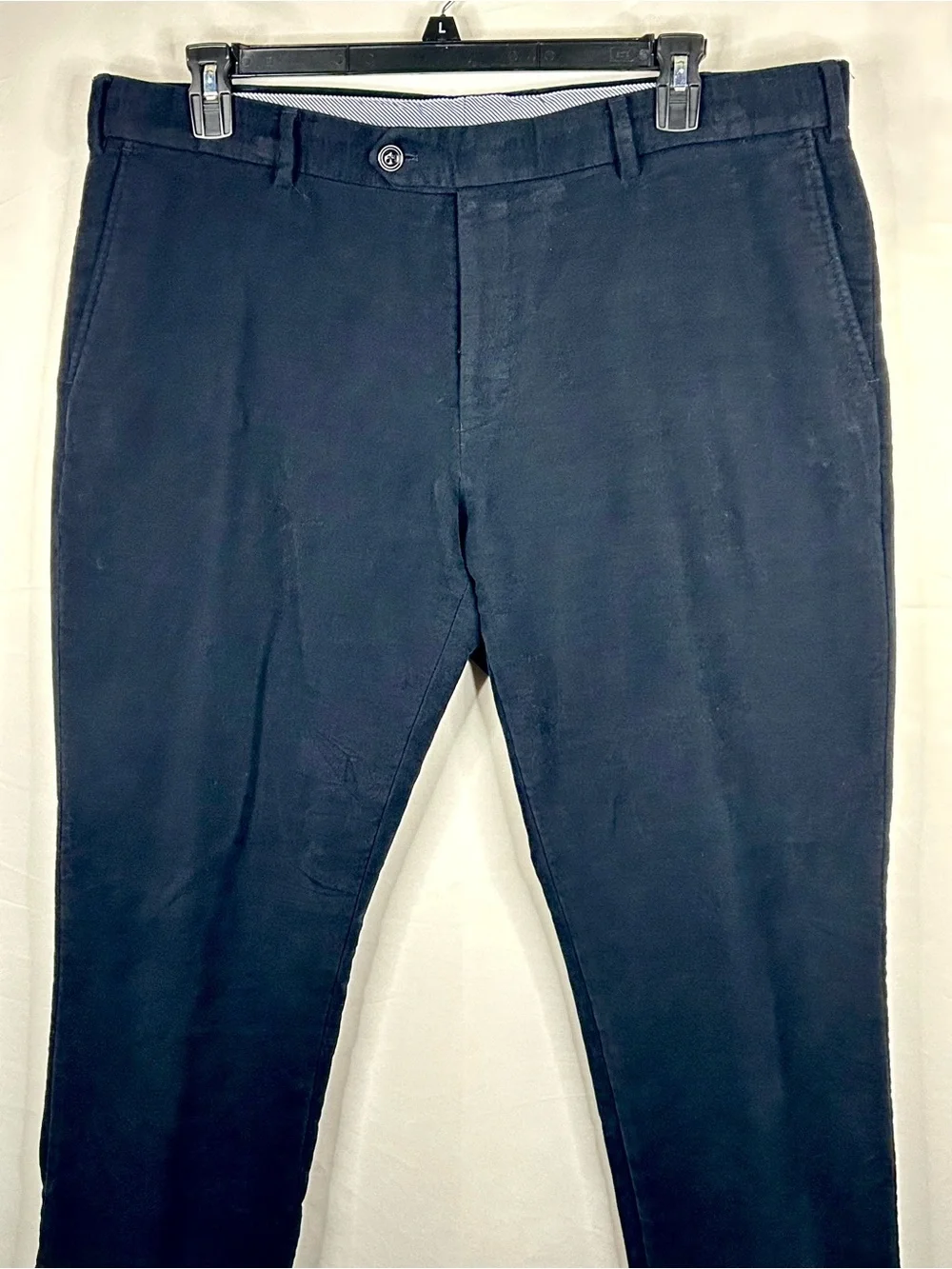 Charles Tyrwhitt Dress Pants Mens Size 40x32 Slim Fit Moleskin Blue Trousers